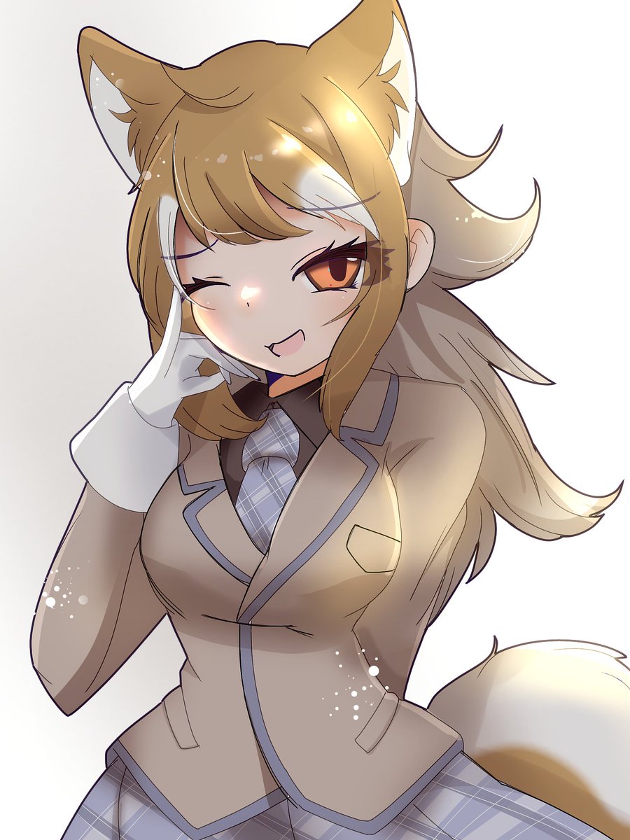 1girl animal ears solo wolf ears tail skirt wolf tail  illustration images