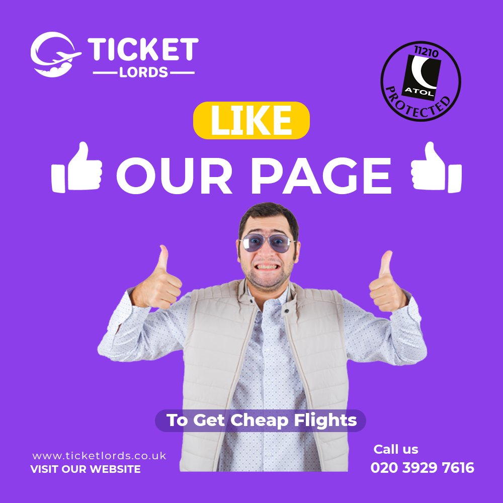 ticketlordsuk's tweet photo. Don't miss out on the latest news, offers, and updates! Like our page now to stay in the loop. For a Flight search, visit https://t.co/fFs4kF9ly9 or call 02039297616.
#ticketlordsuk #FlightsFromUk #cheapflights https://t.co/ntkdMw63BN