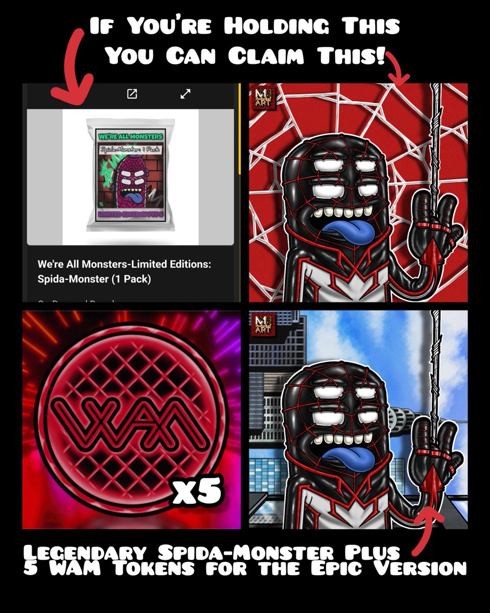 Eric_MindMaster's tweet photo. Happy #WAXWEDNESDAY! MindMonster's: Spida-Monster Returns Goes LIVE at 12pm EST!
#1Mint will be auctioned, 2-19 are up for sale & 20-25 are free to OG Spida-Monster Holders!
Drops: https://t.co/iuh9cLypV8
Blend from Legendary to Epic Here!
https://t.co/0MBZrrOzpx
#WAXNFT #WAXP https://t.co/JVNNNDQDAH