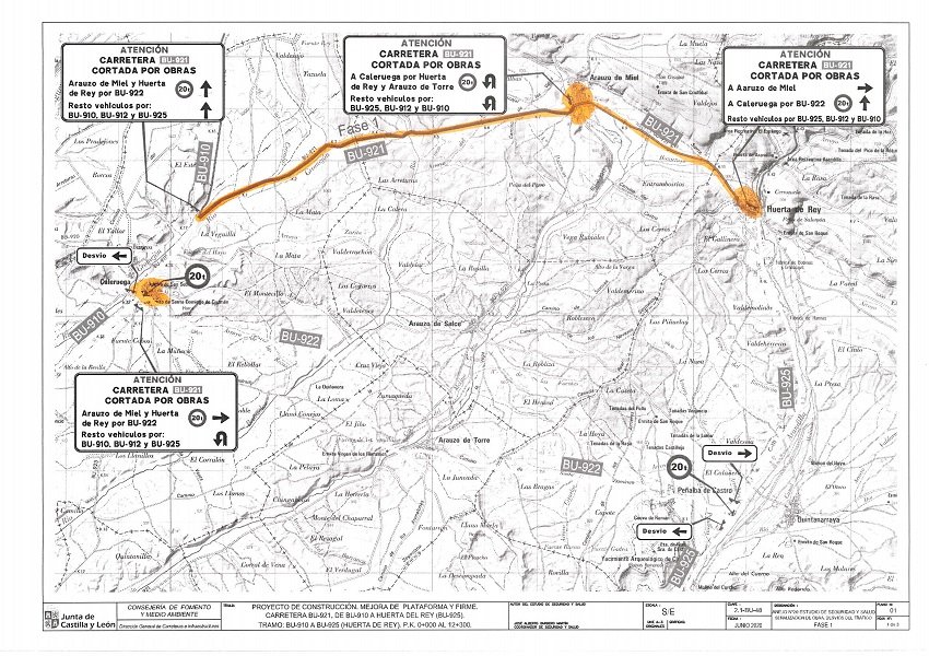 AVISO IMPORTANTE: CARRETERA BU-921 CORTADA POR OBRAS HASTA ARAUZO DE MIEL DESDE EL 20 DE ABRIL, DURANTE 6 MESES.
