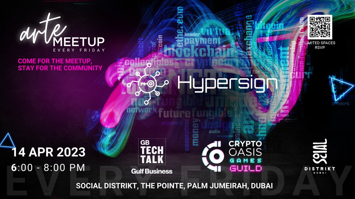hypersignID's tweet photo. 🔍 Issues with Fake #NFTs, Creator Profiles? Let's talk IRL!

🚀 Join @bhushan_vikram &amp; explore #Hypersign's Decentralized Identity at #ARTEMeetup by @CryptoOasisUAE.

🗓️ Fri, 6-8 PM GMT+4 
📍 Social Distrikt, The Pointe - Dubai 
🎟️ RSVP: https://t.co/crANx5dhnP

#DubaiEvents https://t.co/zy14qYkPR3
