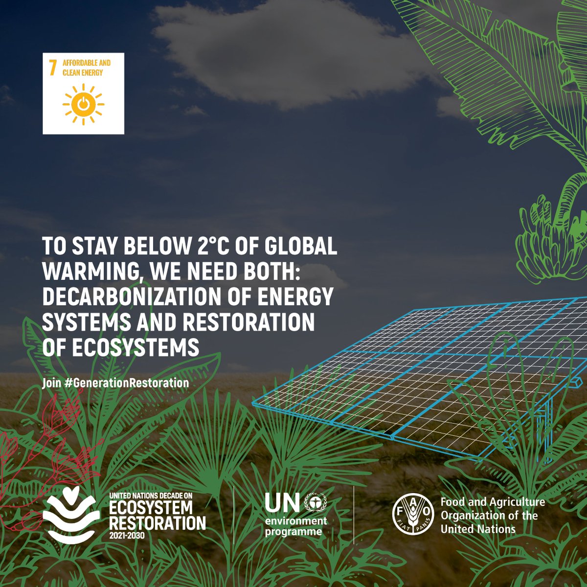 Transitioning to renewable energy and adapting to nature-based solutions are key to keeping the average global temperatures below 2°C.

#GenerationRestoration info: bit.ly/3Yje0Gp