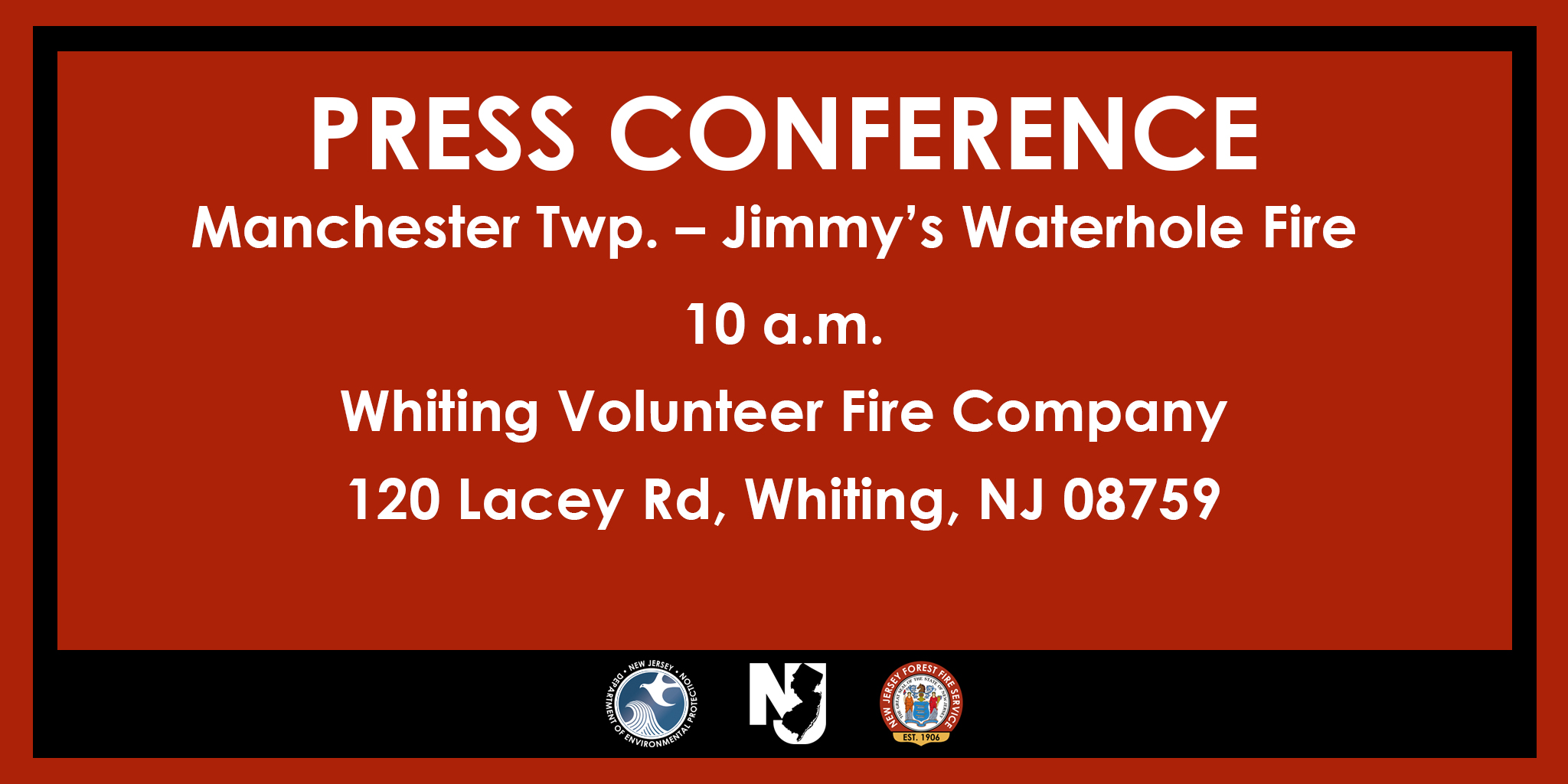 Samle Monumental frugtbart New Jersey Forest Fire Service on X: "PRESS CONFERENCE: Today at 10 a.m. at  the Whiting Volunteer Fire Company, 120 Lacey Road, in Whiting, Ocean County,  the New Jersey Forest Fire Service