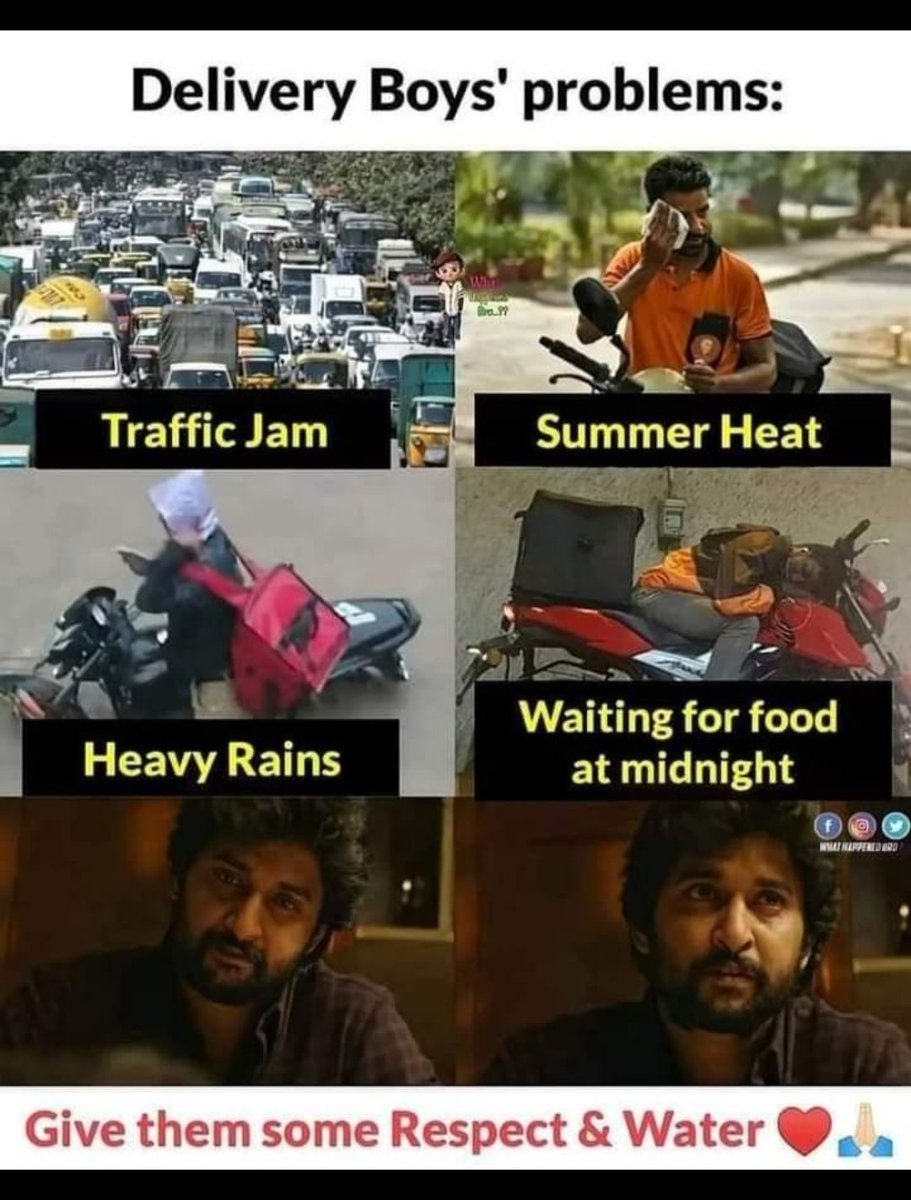 Give them some respect & Water

Delivery Boy's Problems:

#delivery #deliverydriver #deliveryservice 
#deliveryfood #deliveryavailable #deliveryboy 
#deliverysurprise #Deliverybusiness 
#deliveryboys #ecommerce 
#zomato #swiggydelivery #swiggy