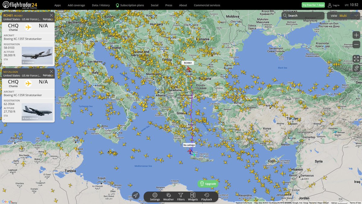 AIYeyENGDdJkjTr's tweet image. Apr 12, 2023
#Souda Bay NSA

#RCH61 #AE0592 USAF KC-135R Stratotanker
#NoCALLSIGN #AE07BC USAF KC-135R Stratotanker