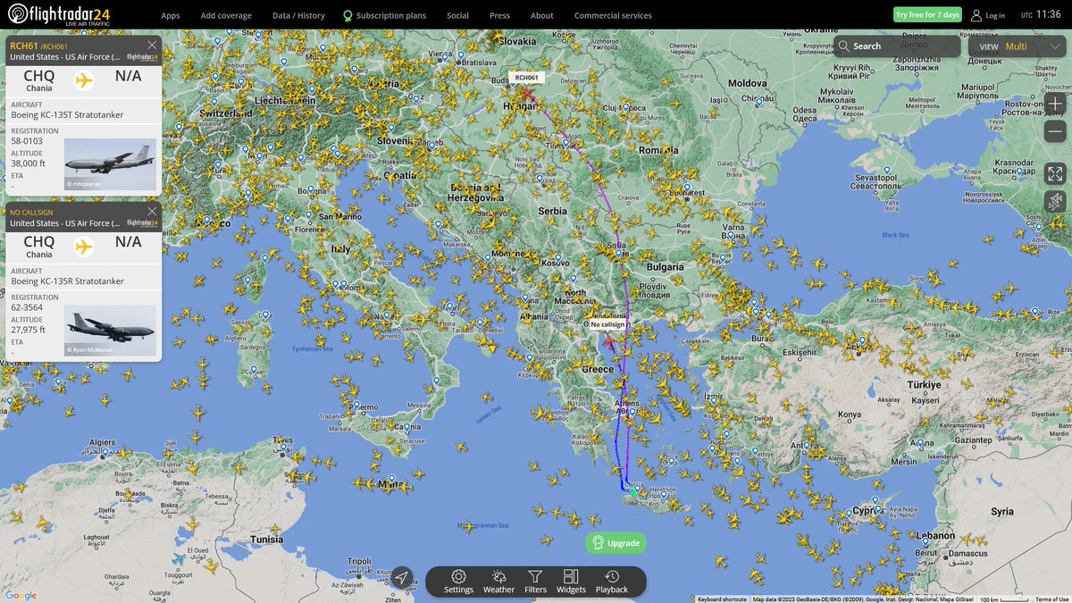 AIYeyENGDdJkjTr's tweet image. Apr 12, 2023
#Souda Bay NSA

#RCH61 #AE0592 USAF KC-135R Stratotanker
#NoCALLSIGN #AE07BC USAF KC-135R Stratotanker