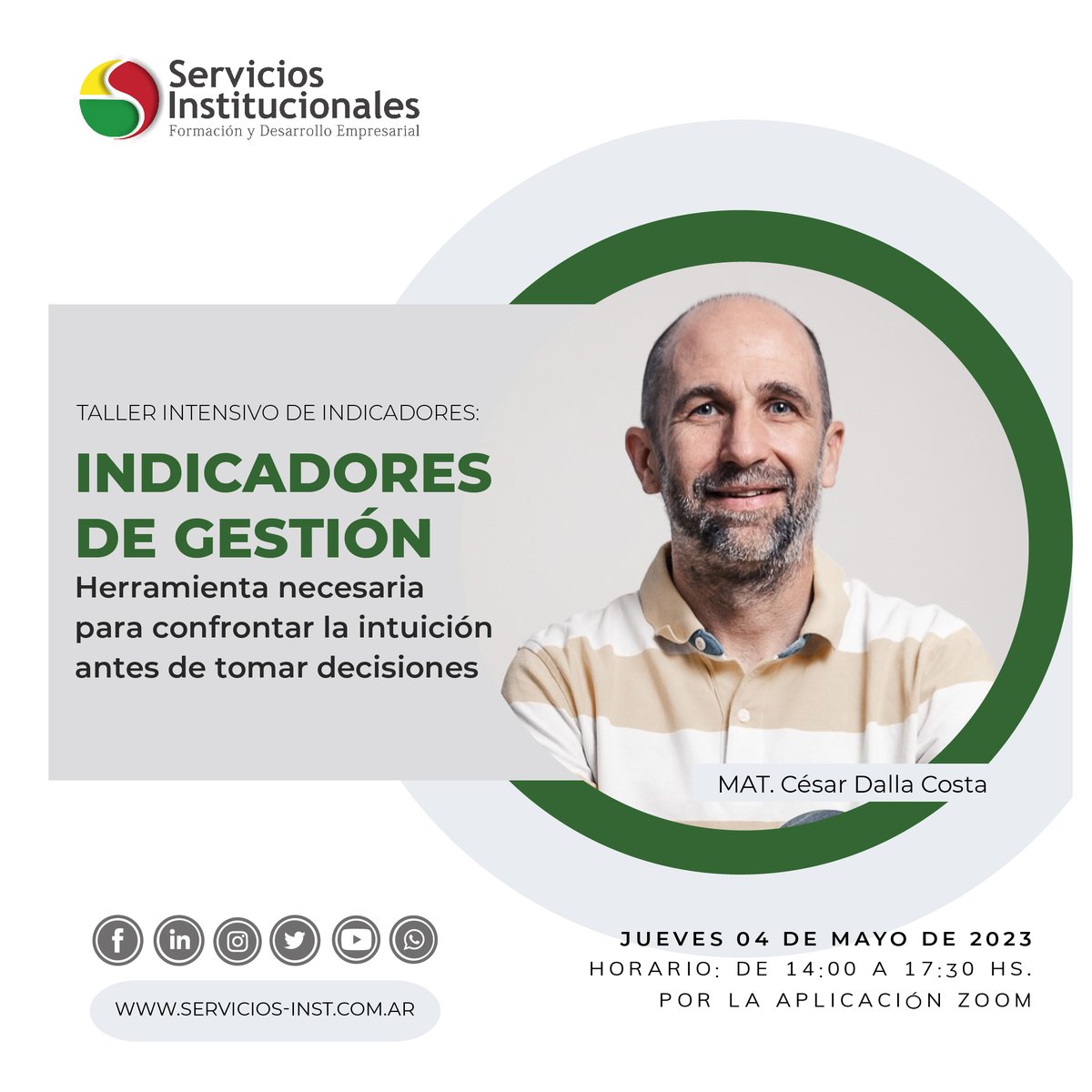 ServiciosInst's tweet photo. NUEVA FECHA
Jueves 04 de Mayo
Indicadores de Gestión
MAT. César Dalla Costa
.
Inscripción
info@servicios-inst.com.ar
WS + 54 9 351 340-9149
https://t.co/XNjUmRBkl7
.
#GestiónEmpresarial #Gestión #Liderazgo #Alimentos #Calidad #ServiciosInstitucionales #MásServiciosquenunca https://t.co/sXQut10DOk