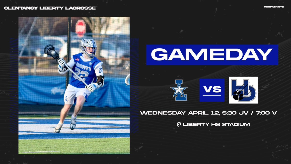 It’s GAMEDAY! Patriots have a  matchup tonight vs <a href="/HDavidsonLax/">Davidson Lacrosse</a> !  

📅- Wednesday April 12, 2023
🏟️- Liberty HS Stadium
⏰- 5:30 JV / 7:00 Varsity

Let’s Go Patriots!