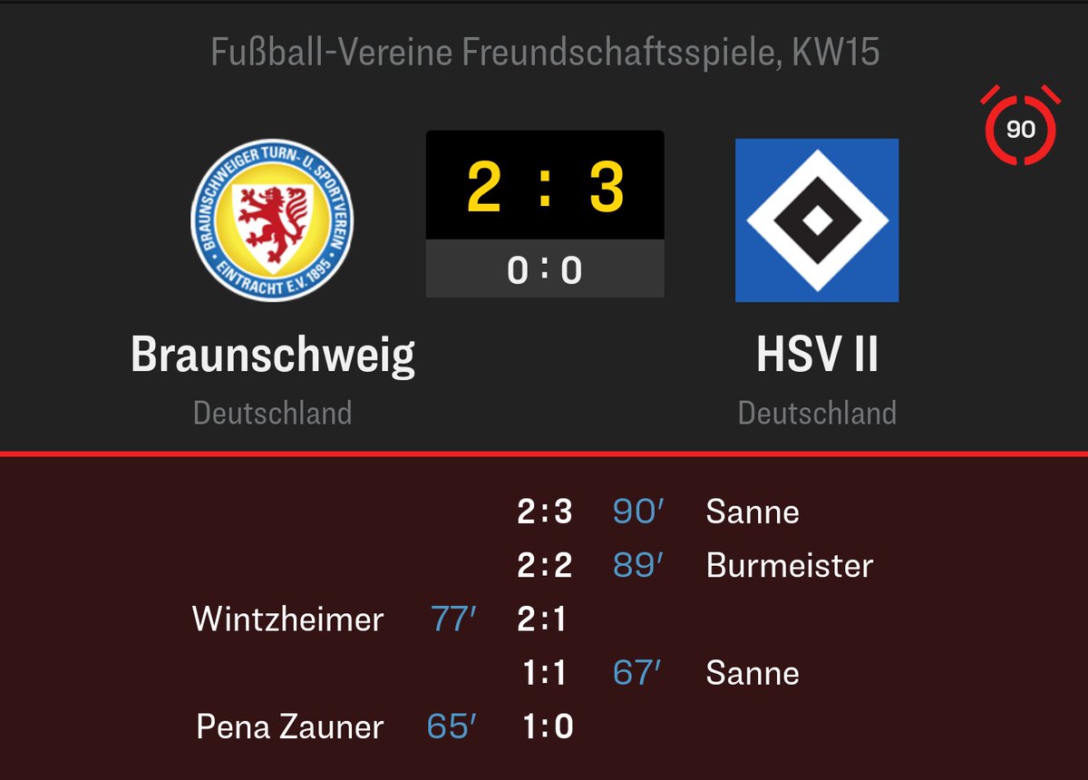 In einem Testspiel trennt sich die U21 des #HSV mit einem Sieg vom Gastgeber Braunschweig.
Tom Sanne gelingt ein Doppelpack.

#EBSHSV
#nurderHSV