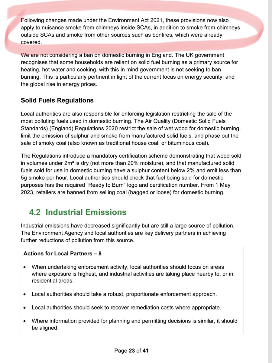 CleanAirLondon's tweet photo. 5/... @DefraGovUK says:
1. Within #SmokeControlAreas, #smoke must not be emitted from chimneys
2. Where persistent smoke causes a nuisance, local authorities should issue an abatement notice. This applies to chimneys inside and outside #SmokeControlAreas and includes other sources such as #bonfires