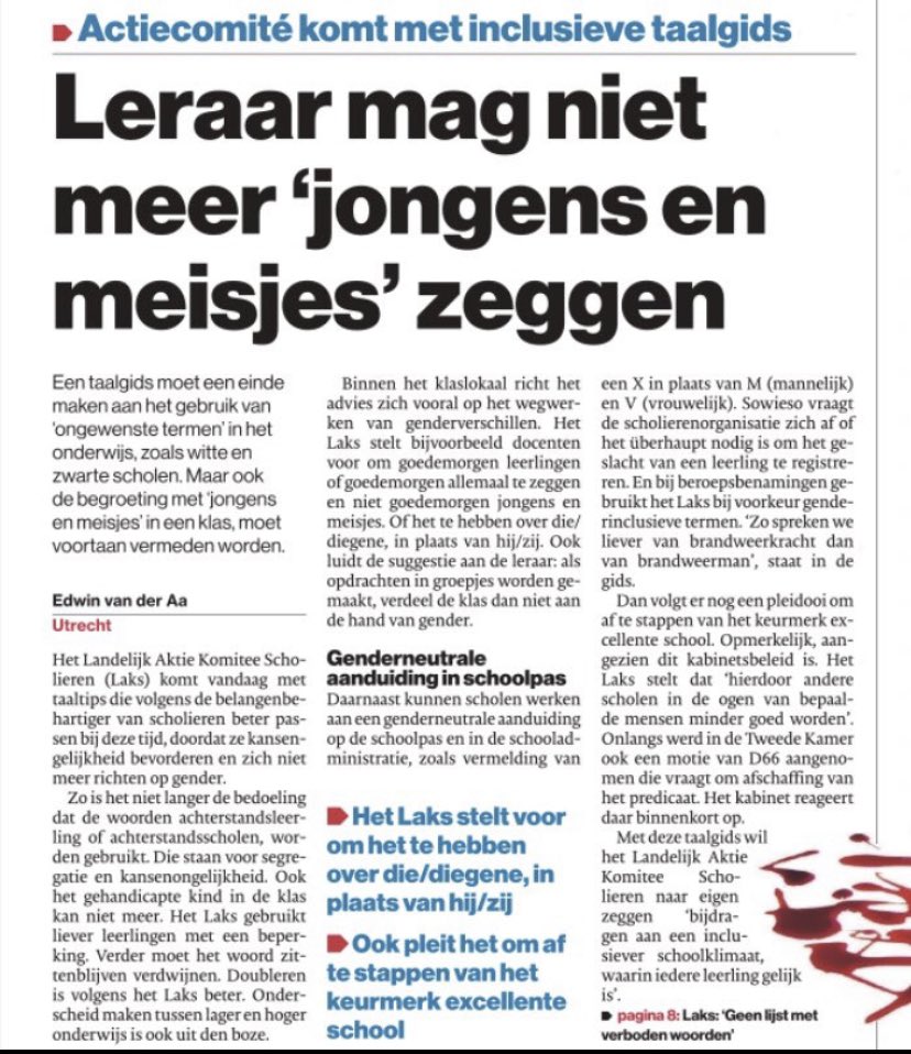 Mooie stap naar gender neutrale taalgebruik 👏🏼Waarom ik voor ben? Omdat de kernwaarden die jongens toegedicht krijgen vaak meer waard zijn dan die van meisjes. #genderneutraal