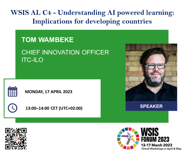 Looking forward to capture your ideas on AI &amp; learning. Register here: itu.int/net4/wsis/foru… <a href="/itcilo/">ITCILO</a> #AI #learning #Innovation
