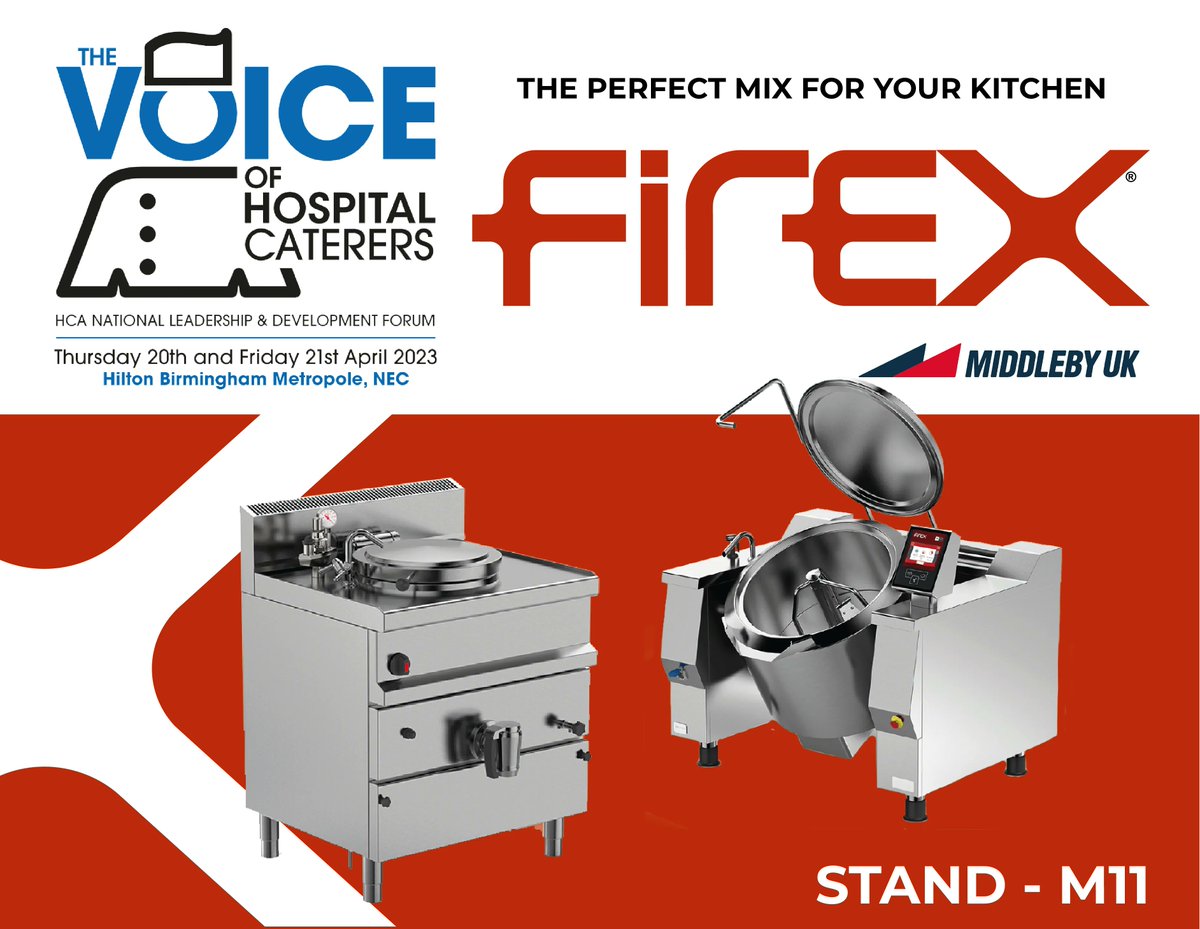 Are you attending the HCA Forum 2023? We'll see you there!

Come along to our Firex stand M11 at the Hilton Birmingham Metropole on Thursday 20th & Friday 21st April to see the range of solutions we can offer you!

#MiddlebyUK #Firex #HCA2023 #HCAForum #FoodserviceExhibition