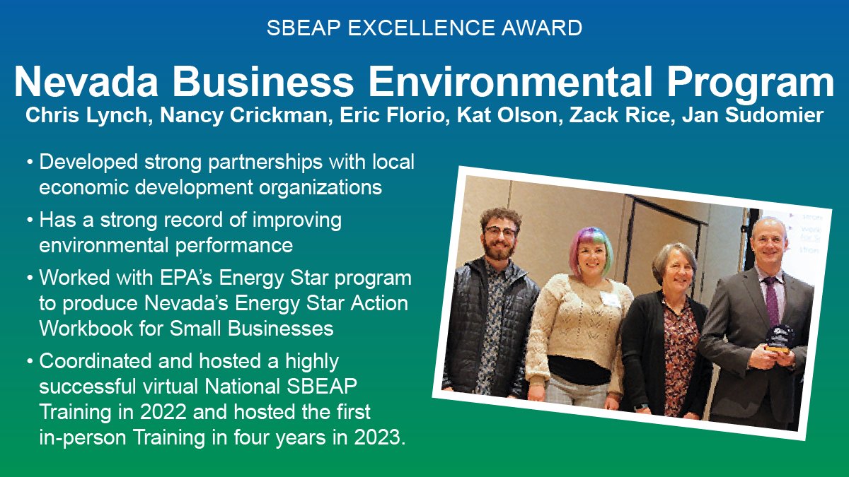 The 2023 #SBEAP #SBO National Awards were presented at our recent Annual Training. Congrats to the team from @NvBep on their award! For full details about the awards and winners, visit nationalsbeap.org/news-events/aw…