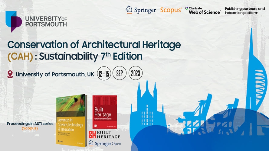 Putting the spotlight on heritage studies, IEREK is organizing the 7th “Conservation of Architectural Heritage (CAH): Sustainability” international conference. The conference will be held in collaboration with the University of Portsmouth, UK.

ierek.com/events/conserv…