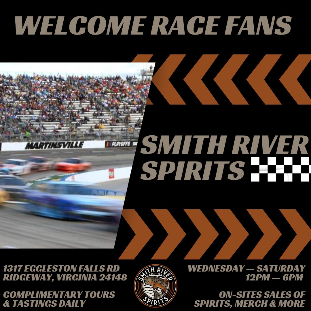 Experience a tour & tasting of our 𝐚𝐰𝐚𝐫𝐝 𝐰𝐢𝐧𝐧𝐢𝐧𝐠 𝐁𝐫𝐚𝐧𝐝𝐲 this weekend! 

Extended hours, on-site sales of spirits and only 1.8 miles from the main gate at #MartinsvilleSpeedway

#NASCAR #NASCAR75 #Distillery #VisitMartinsville #virginiaisforlovers