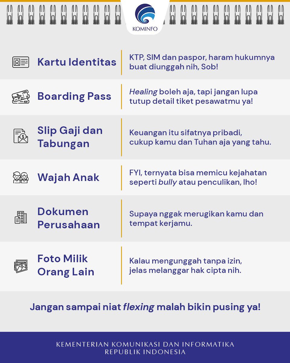 Siapa sih yang nggak pengen share momen melalui foto di media sosial?

Tapi, ada foto-foto yang sebaikya nggak diunggah nih Sob. Selain melanggar privasi, hal ini juga bisa mengundang niat jahat dari orang nggak bertanggung jawab 🙏🏻