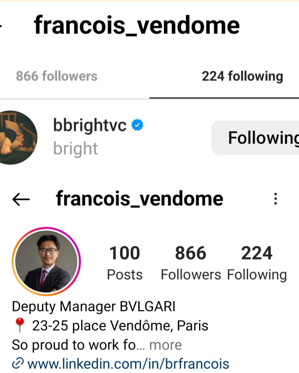 OMG !!! 😯
Deputy manager of BVLGARI
has already followed Bright 👏

Bright Vachirawit 
#bbrightvc @bbrightvc
@Bulgariofficial #BulgariSerpenti75xBright #BulgariSerpenti75 #Bulgari #bulgarithailand