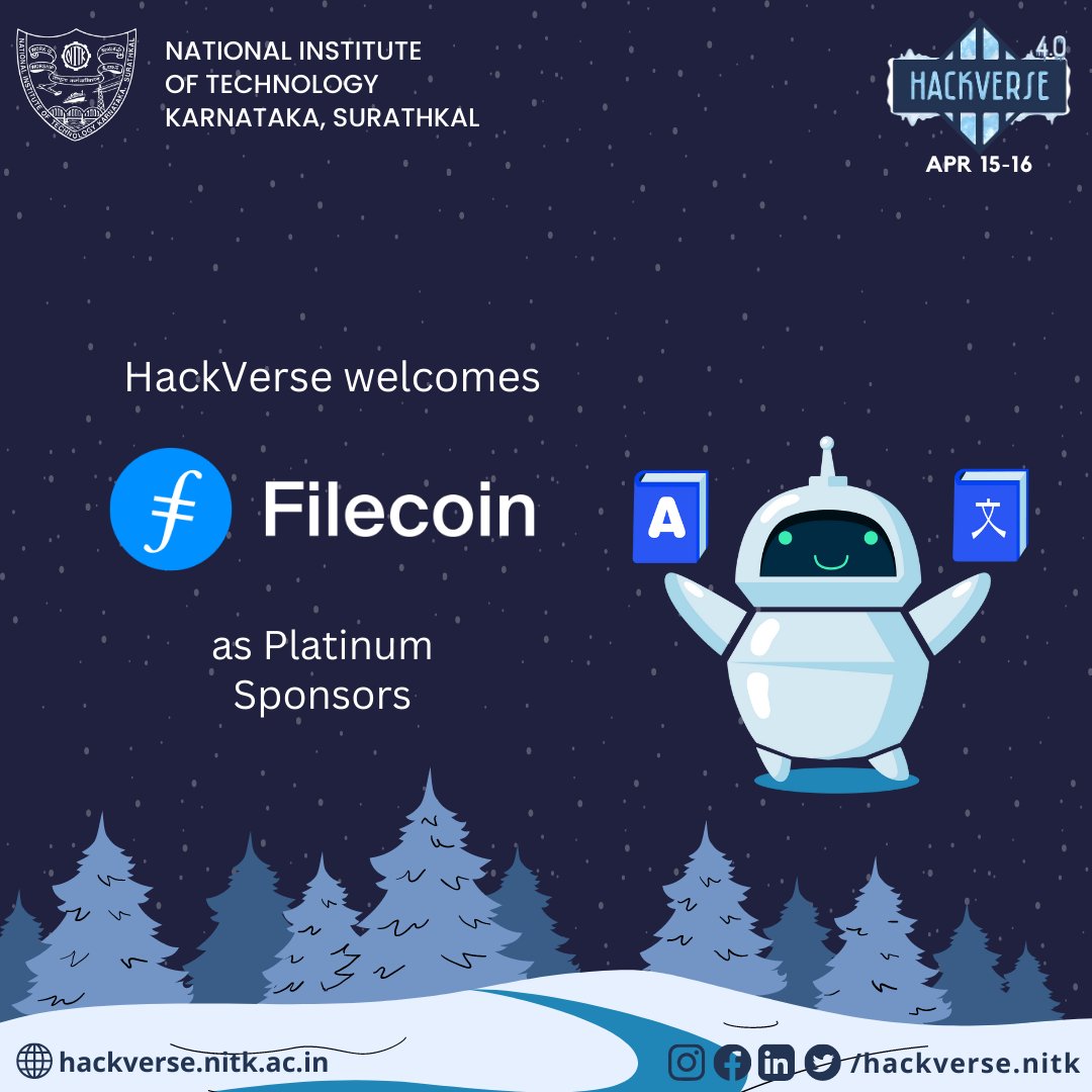 hackversenitk's tweet image. We&apos;re pleased to introduce you to our sponsor @Filecoin , an open-source cloud storage marketplace, protocol, and cryptocurrency ✨ 

Check them out 👉 filecoin.io