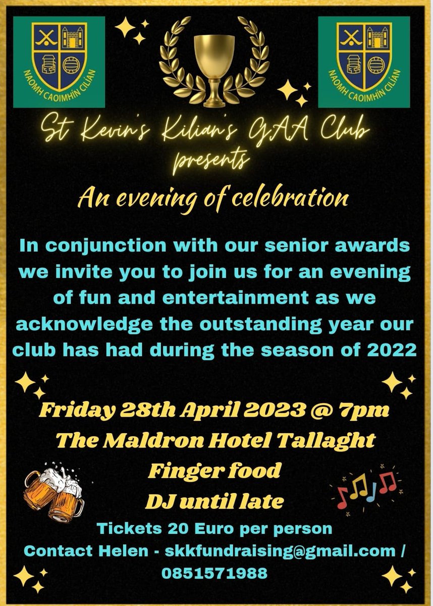 🟢🔵🟡 Club Celebration Night! 🟡🔵🟢

#stkevinskilians #skkgaa #clubisfamily #clubcommunity #community #tallaght #nightout #awards2022