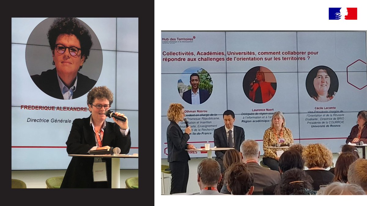 Onisep's tweet image. Aujourd&apos;hui au #Hubdesterritoires, table ronde &quot;Collectivités, académies, universités, comment collaborer pour répondre aux challenges #orientation sur #territoires ?&quot; @___FAB_ @othmannasrou #LaurenceNaert @CecileLecomte @alice_bouteloup #France2030 @SGPI_avenir @BanqueDesTerr