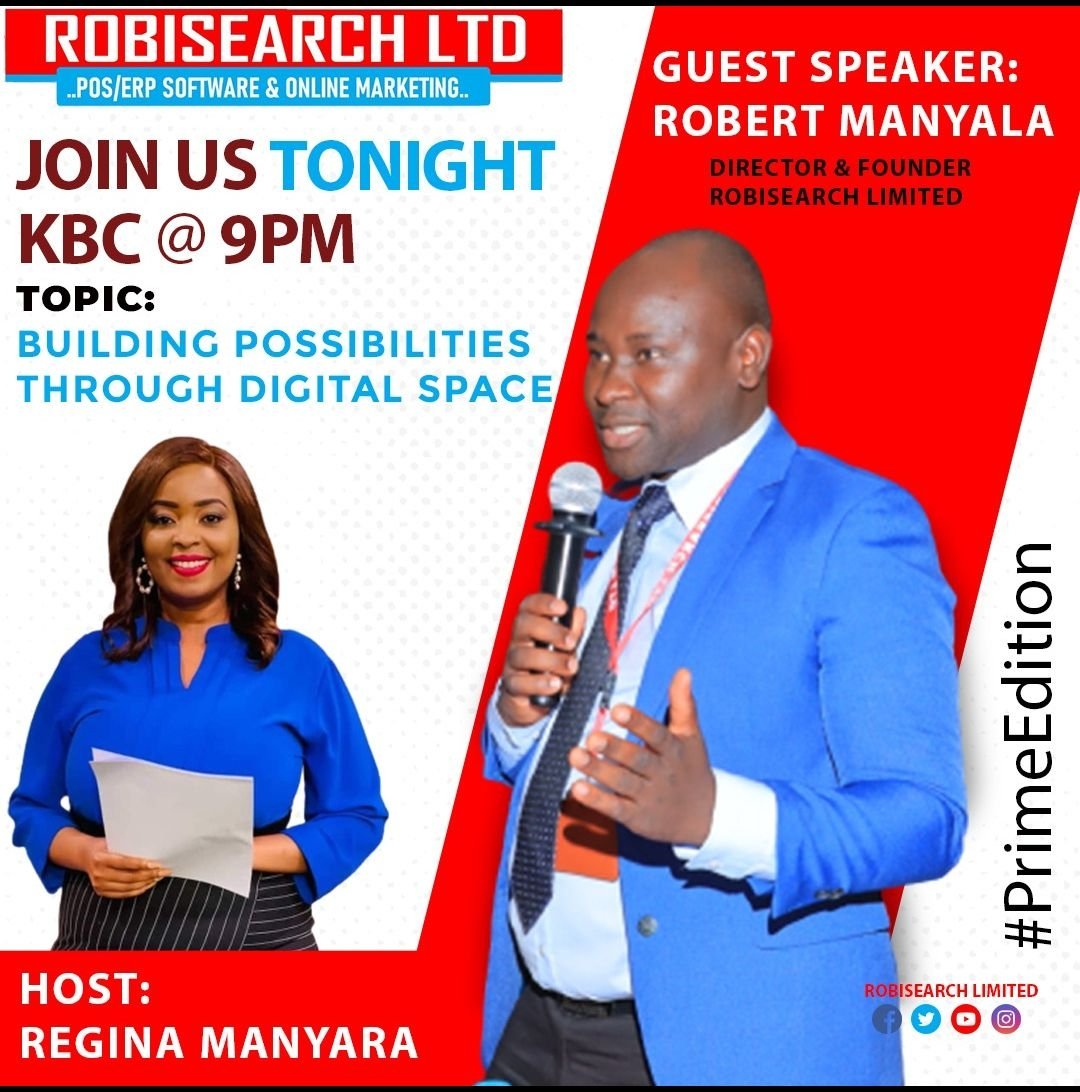 Technology in business steers growth in every sector. Follow the discussion tonight @KBCChannel1 as @RobisearchICT Director & Founder @RobertManyala enlightens you on ICT-related matters.
#PrimeEdition
BusinessTech KBCtv9pm
Robisearch At KBCat9
ICTExpert At KBCtvAt9pm