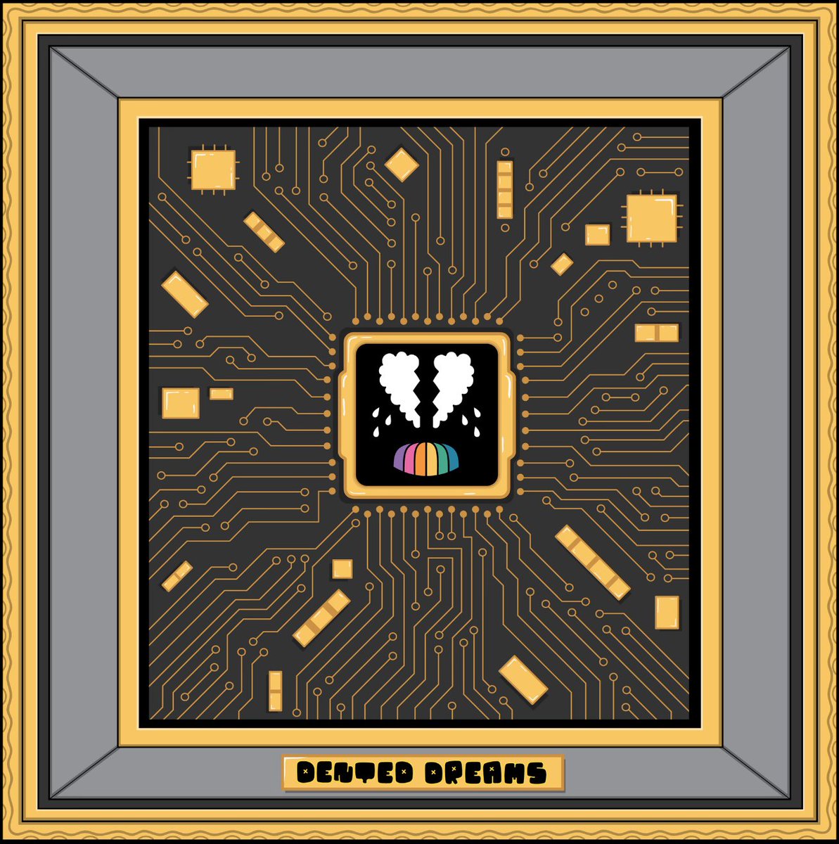 Dentinmyhead's tweet image. Giving away another Dented Dream starter pack: 
- DF #3203 
- Dream Frame
- 1st Edition MSV1: Hoodie Feels Black
RT and Tag someone who's been looking to get into the Dented Art Ecosystem.  
I'll pick a winner tomorrow. 😶❤️