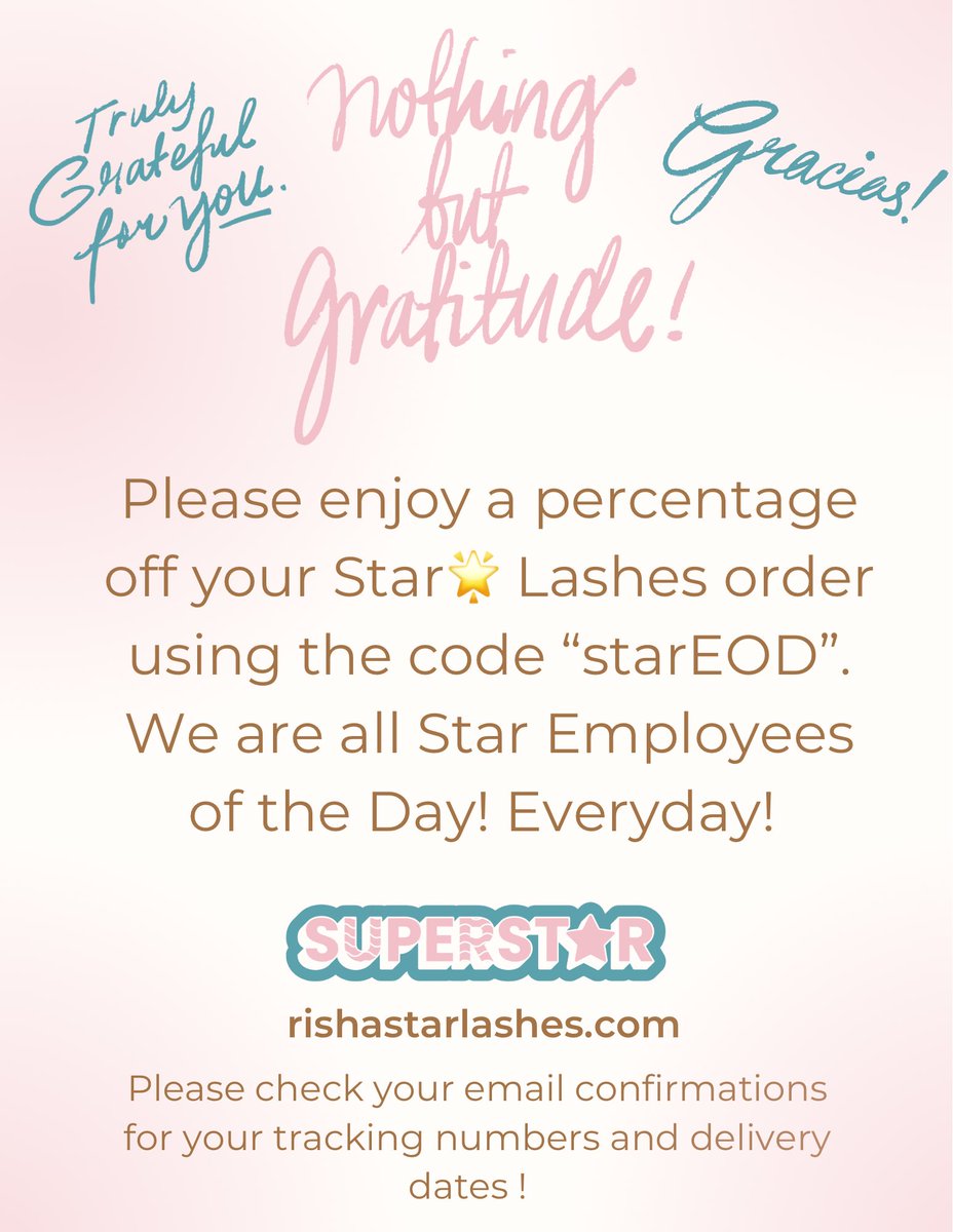 rishastarlashes's tweet photo. Sometimes entrepreneurs wear many hats 🧢, those hats include also working in corporate America.

As an appreciation&amp;to let you know you are a superstar 🌟, take advantage of these savings.

Use code “starEOD”. We are employees of the day EVERYDAY 🩵🌟
https://t.co/dk2J3tFQso https://t.co/MHWANAACKm