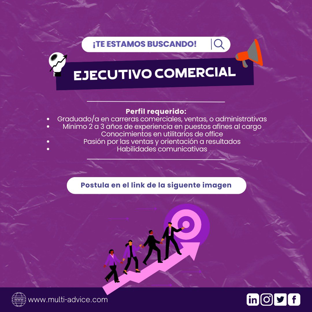 multiadvice_ec's tweet photo. #OfertaDeTrabajo

📢Si cumples con el perfil, ¡Postula!
📎Llena nuestro formulario: https://t.co/19HyXsFVo2

¡Ayúdanos a compartir la información para conectar talentos con oportunidades!

#MultiAdvice #EjecutivoComercial  #Marketing #Selección #ConsultoraMultiadvice #Vacantes https://t.co/m59wdiJFxh