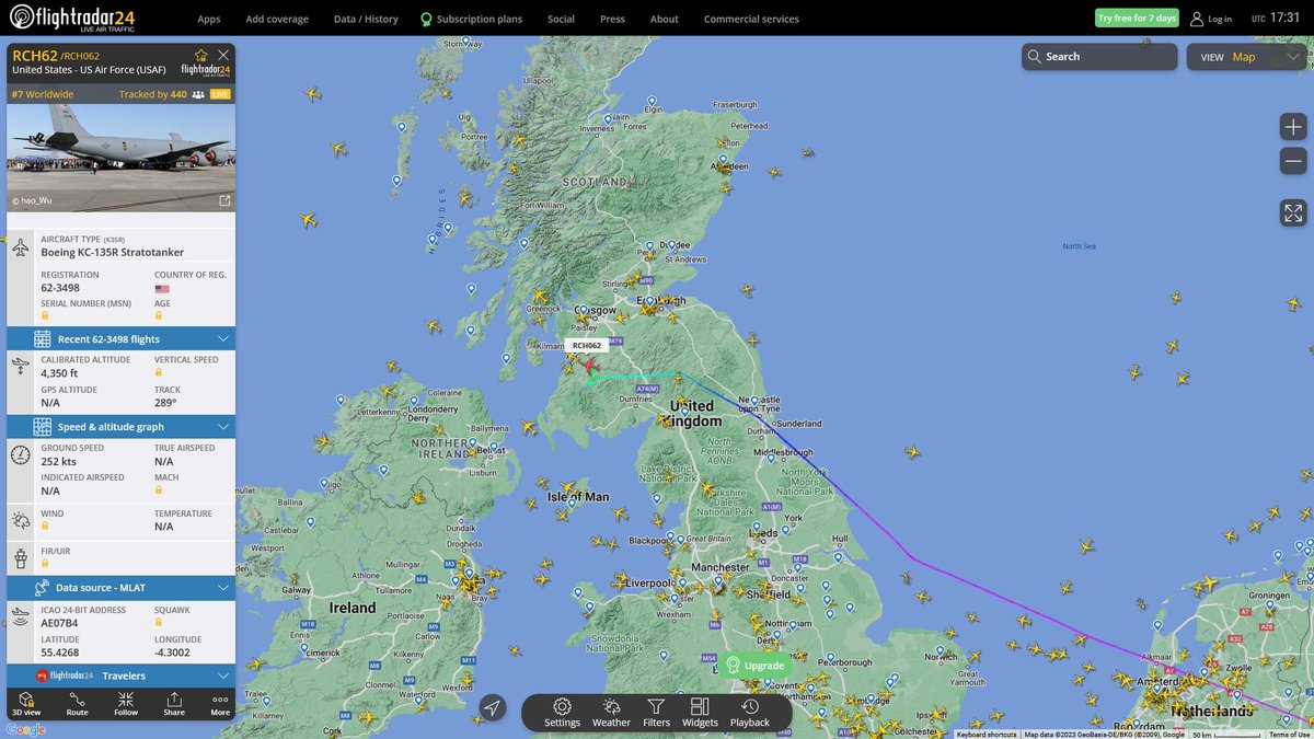 AIYeyENGDdJkjTr's tweet image. Apr 13, 2023
#Souda Bay NSA #Prestwick

#RCH61 #AE0592 USAF KC-135R Stratotanker
#NoCALLSIGN #AE07BC USAF KC-135R Stratotanker
#RCH62 #AE07B4 USAF KC-135R Stratotanker