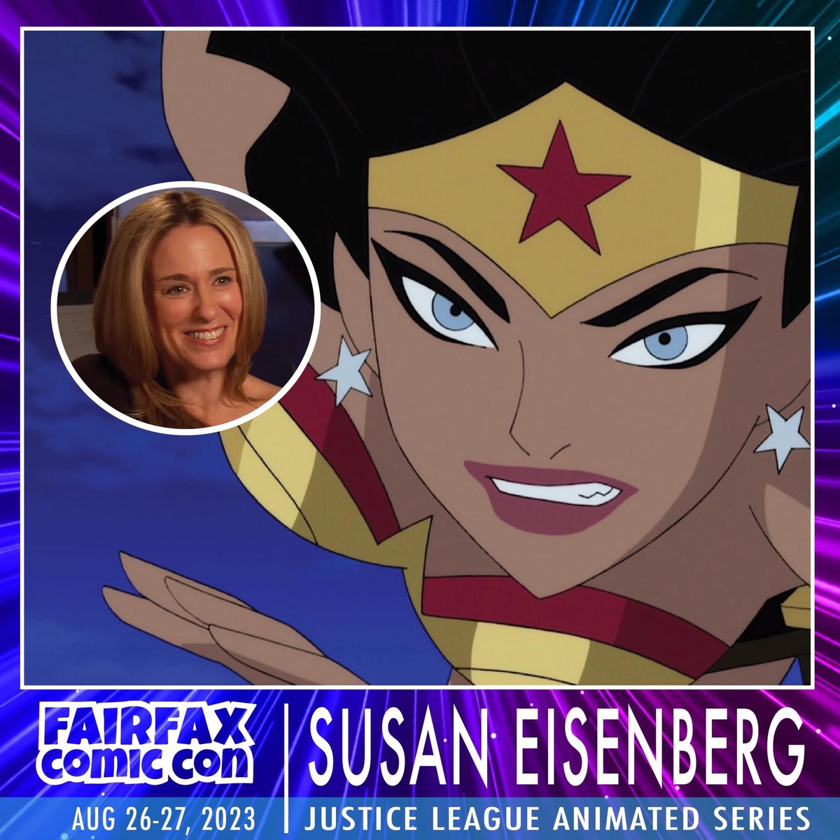 fairfaxcomiccon's tweet photo. Hello Fantastics! We have a Special Guest announcement! 🦊🧡
We are very proud to welcome Special Guest Susan Eisenberg to Fairfax Comic Con! 🎉💛♥️💙

Get your passes now for Fairfax Comicon:
https://t.co/0w2xfl1GwC https://t.co/IHuHl8ePV6