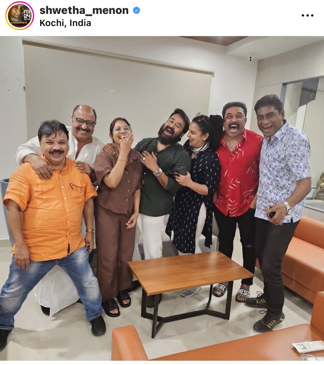 #ShwethaMenon latest insta post. Ft. #Mohanlal, #Siddique, #RachanaNarayanankutty, #Baburaj, #SudheerKaramana