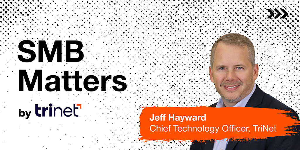 TriNet's tweet photo. โItโs certainly an exciting time to be a technology leader and to have the opportunity to apply technology in unprecedented ways to drive business value and productivity in every size company,โ says TriNet CTO @JefferyHayward in the latest episode of #SMBMatters. https://t.co/GW4jeNrT2v