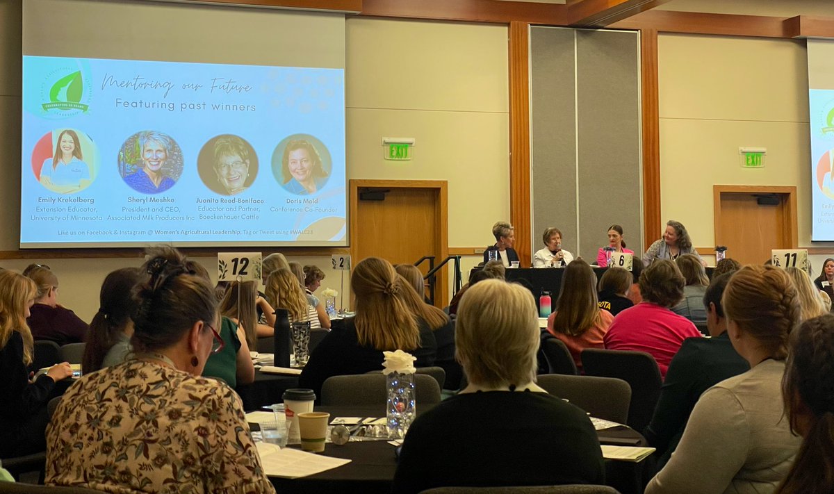 KatieSchmitt94's tweet photo. What an incredible panel of inspiring mentors who have fostered relationships for years in informal and formal mentor situations.
Sheryl Meshke, CEO of AMPI, shared successful mentorship only requires two things: ask questions and listen
@womensaglead #walc23 https://t.co/6M1qb44l3c