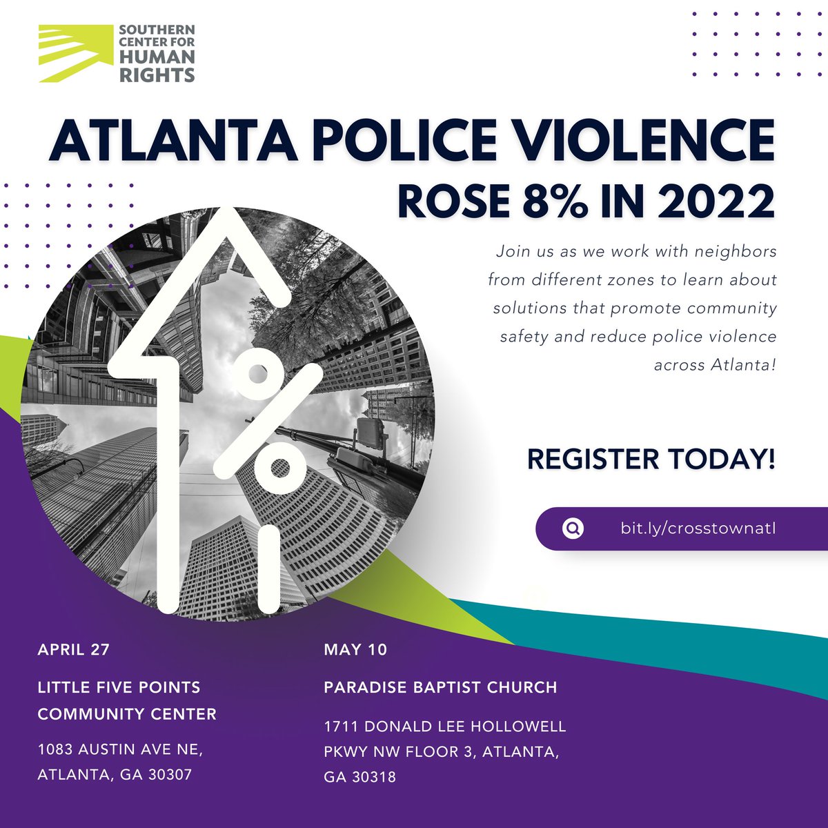 shedefendsit's tweet photo. Police Violence is ⬆️ in ATL. By continuing to focus on facilities, tasers and body cams, we ignore that communities need resources &amp; smart responses to harm, not more police. Join @southerncenter for our crosstown conversation &amp; earn $ while you’re at it: https://t.co/sP3Q5WwsTM https://t.co/aDO9egOp0e