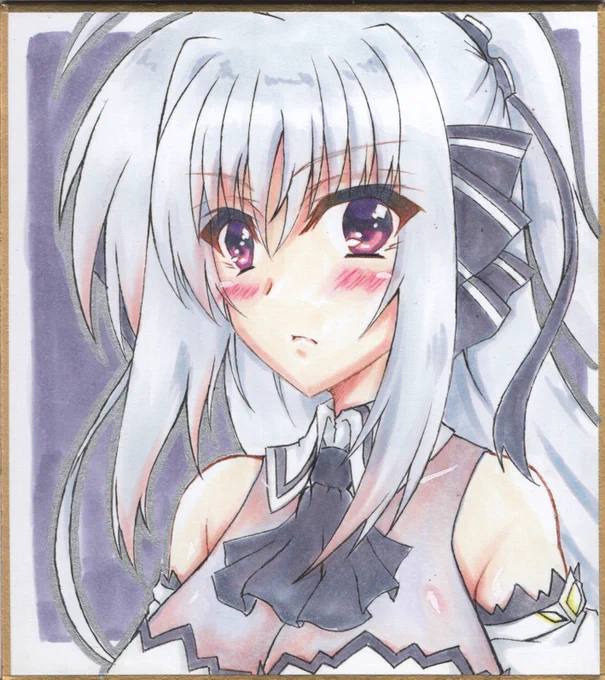 リンネちゃん完成(`・ω・')ゞ瞳の大きさはやっぱりこの位の方が良さそう。自分の絵柄的にエッジが多いから大きすぎるより合うはず(^▽^;) 