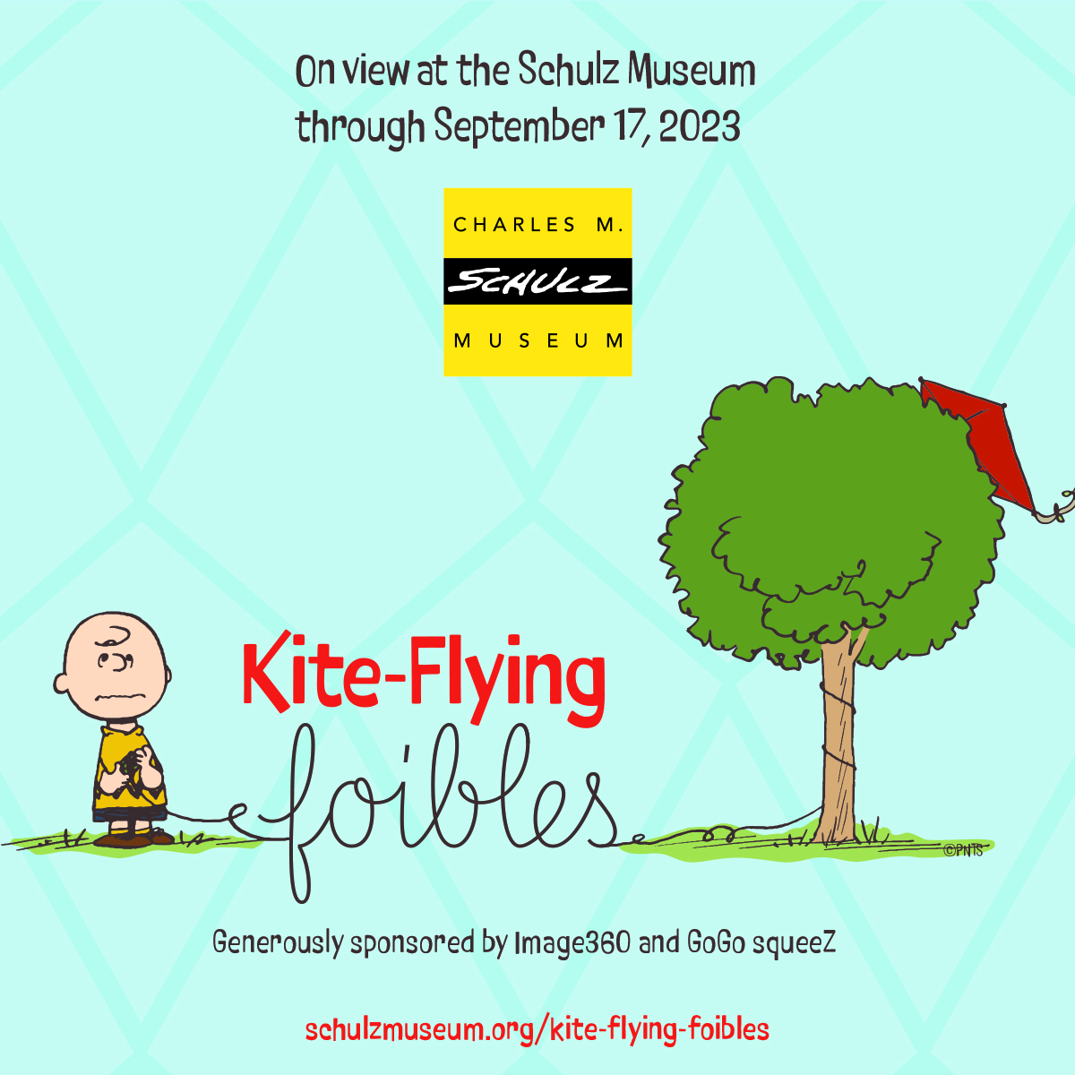 SchulzMuseum's tweet photo. 🌳 Visit "Kite-Flying Foibles" on view through September 17 to explore more kite adventures with Charlie Brown and the Peanuts Gang: https://t.co/liOWkfJcLn https://t.co/1CPQsInpve