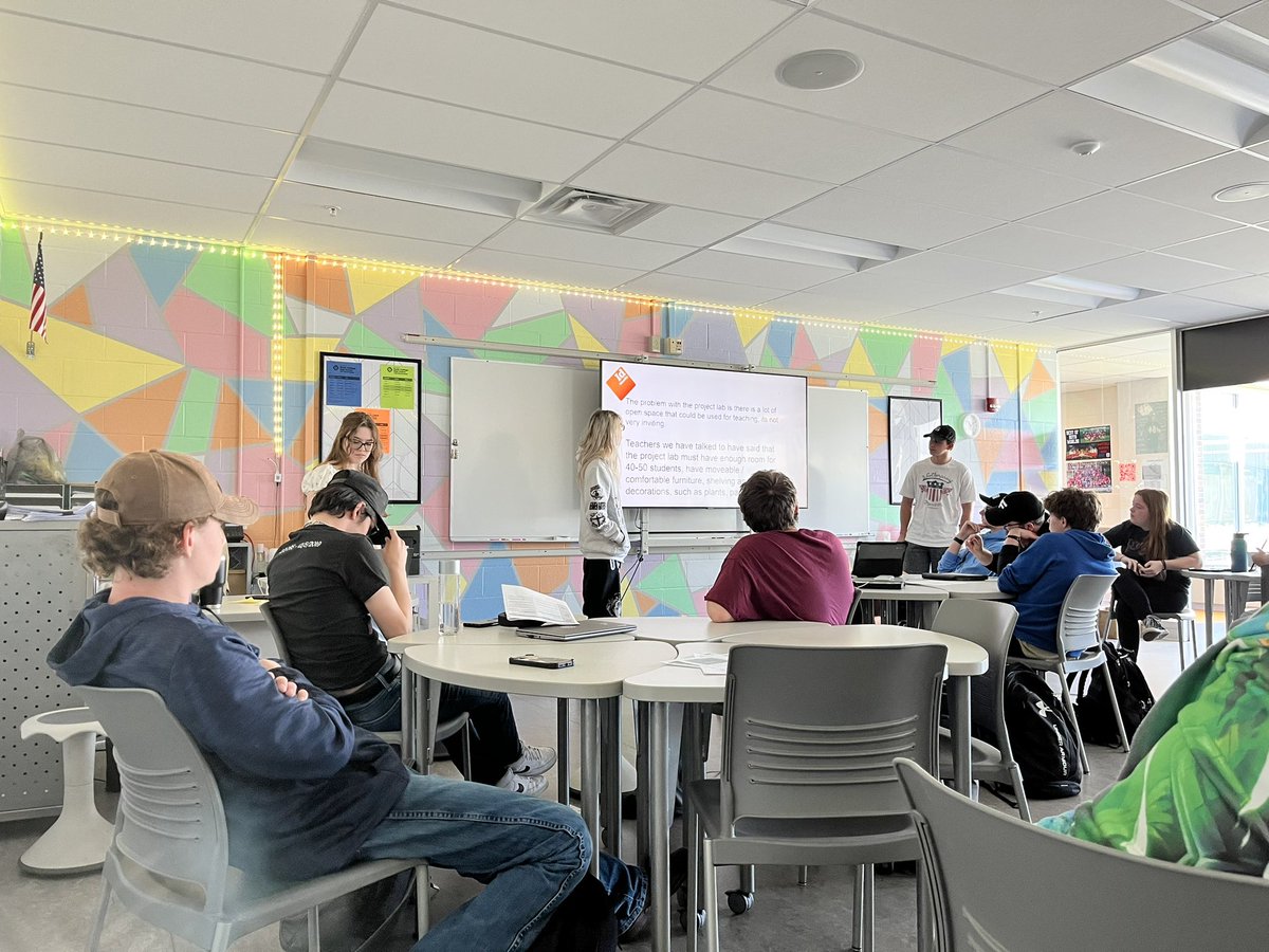 MarysvilleECHS's tweet photo. At ECHS, when we need to redesign a common workspace, we go to our students. Students in Mrs. Young’s STEM math class used the design cycle to create plans for our new and improved project lab. https://t.co/5c3Ickqr7x