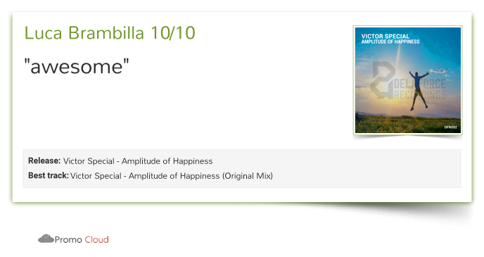 DanDelaforce's tweet photo. Luca Brambilla reviewed Victor Special - Amplitude of Happiness. 10/10 https://t.co/tvyzfMqrDy