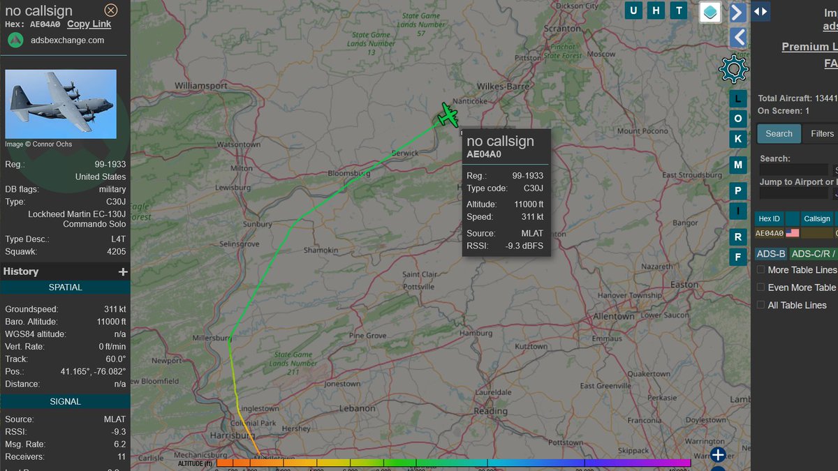 rjsincs's tweet photo. Maybe I can finally see something interesting? #EC130 #AE04A0 out of #KMDT https://t.co/BozLFfrtNB