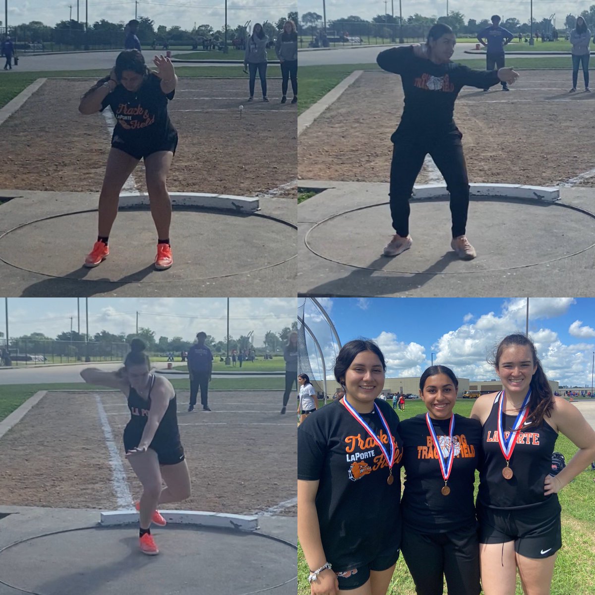 LaPorteRunning's tweet photo. Shakira, Trinity, and Angelina go 6, 5, 3 in #shotput. All picking up points for our team π₯ π₯π₯ Way to put a punch in district! #2023districttrackmeet #ChooseLP #LPThrows https://t.co/m89c877VTP