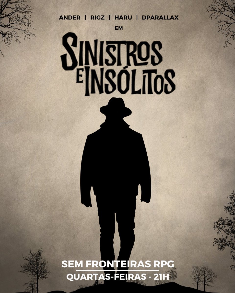 SemFrontRPG's tweet photo. Hoje! 21h
Sinistros &amp; Insólitos (Ordem Paranormal)

Histórias são como teares: várias linhas que se cruzam para formar um trançado único, com cores belezas, detalhes. Mas essa não é uma história comum.
Acompanhe nossos investigadores em https://t.co/5TwoH3710L 
#OrdemParanormal https://t.co/qYSW2LS2vn
