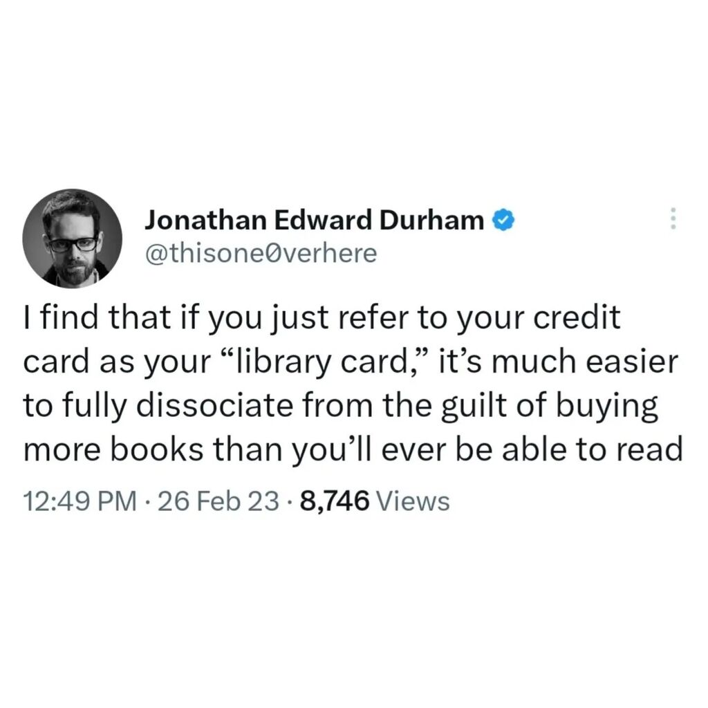 oneman_bookclub's tweet photo. Thanks for being our kind of funny guy @thisone0verhere !
#onemanbookclub #ilovebooks #instabooks #bookworm #booklover #books #bookmemes #bookstagram #bookclub #bookaholic https://t.co/2o9zuP7JRf https://t.co/SYZ3Tr70xR