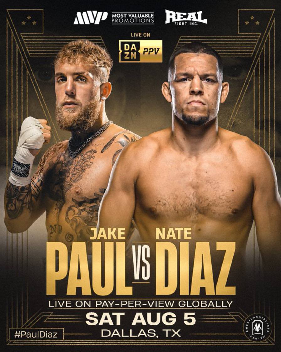 MMArena_'s tweet photo. 🚨 VOUS NE RÊVEZ PAS, LE COMBAT ENTRE NATE DIAZ ET JAKE PAUL EST OFFICIEL !!!

LE COMBAT SERA EN BOXE ANGLAISE LE 5 AOÛT 🥊 https://t.co/4wjNhVGOB1