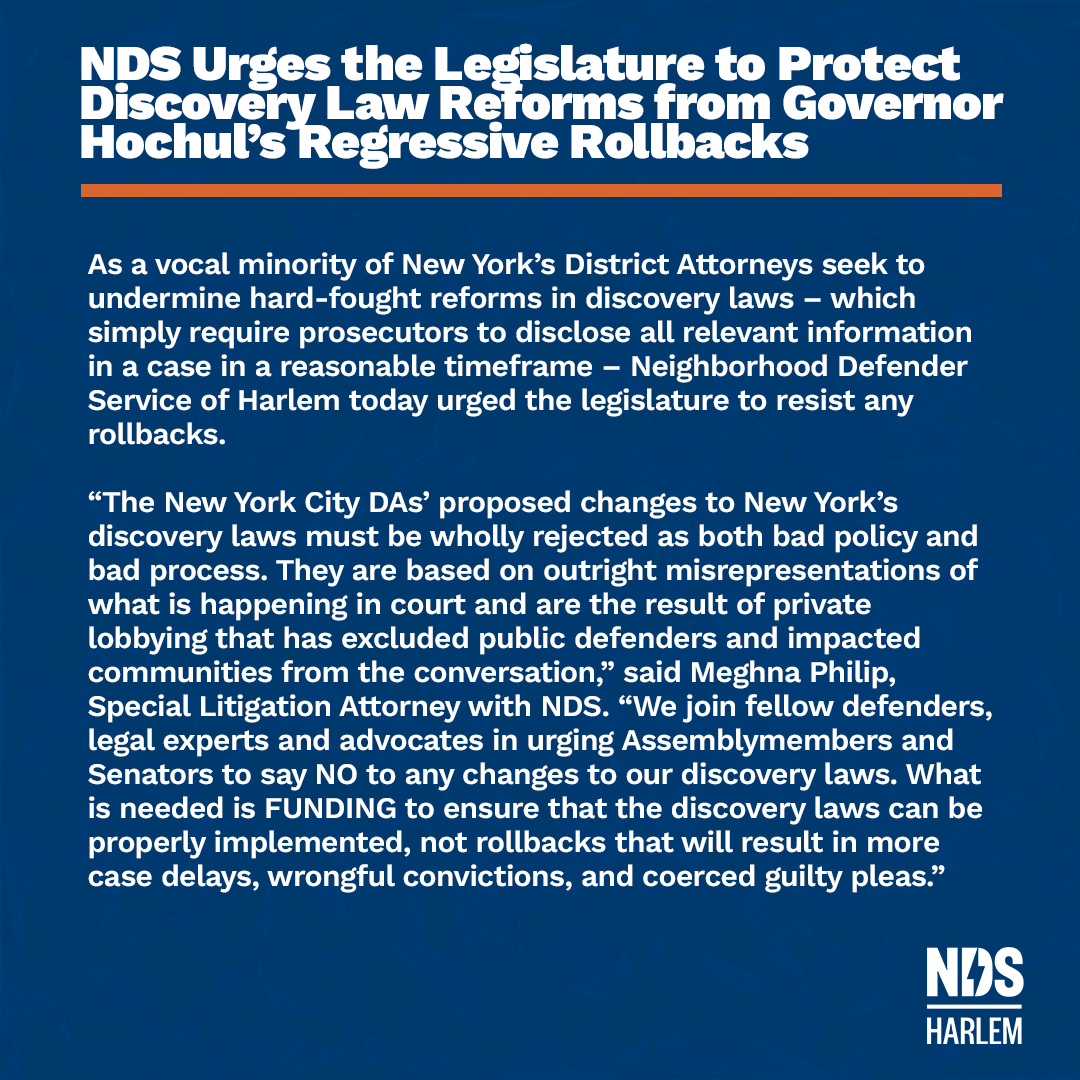 NeighborhoodDef's tweet photo. Read our latest press release, urging Assemblymembers and Senators to say NO to changes in our discovery laws against @GovKathyHochul's rollbacks. #DiscoveryReform
@QueensDefenders
@LegalAidNYC
@NYSACDL
@chiefdefendersNY
@BronxDefenders
@BklynDefender
https://t.co/yp63WJwrHJ https://t.co/FkbEpK2pls
