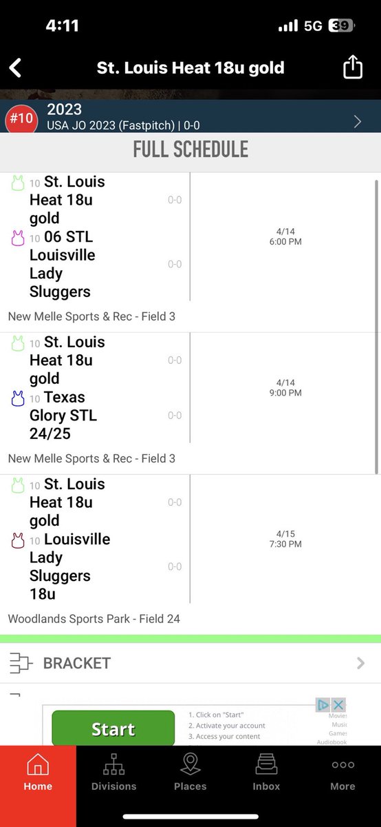 Here is our schedule for the St. Louis Heartland Challenge Northern Qualifier.  Friday night games are in New Melle and Saturday games are at the Woodlands.