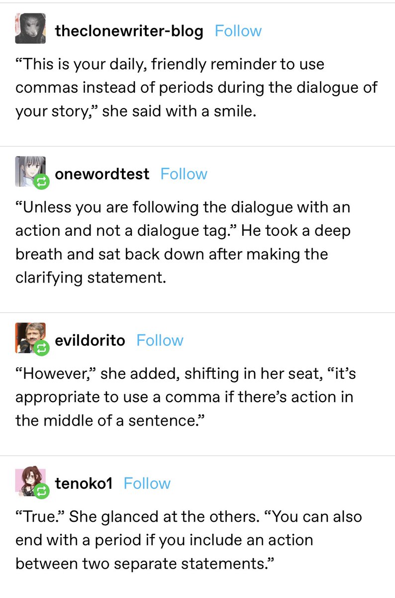 ailuridaen's tweet photo. I know punctuating dialogue is hard but  I think about this tumblr post daily https://t.co/QgA1eCSG8e