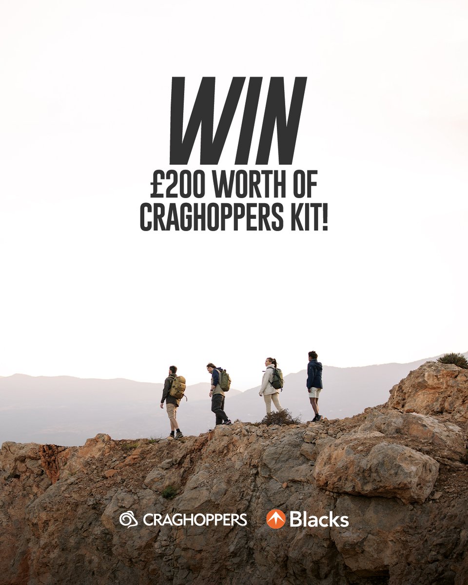 blacks_online's tweet image. COMPETITION! WIN £200 WORTH OF Craghoppers Kit!

To enter, all you need to do is:

1. FOLLOW @blacks_online 
2. RETWEET this post
3. COMMENT your favourite UK hike

Please see T's &amp;amp; C's here: fal.cn/3xljr Giveaway closes 23rd April at 11:59pm. Good luck!