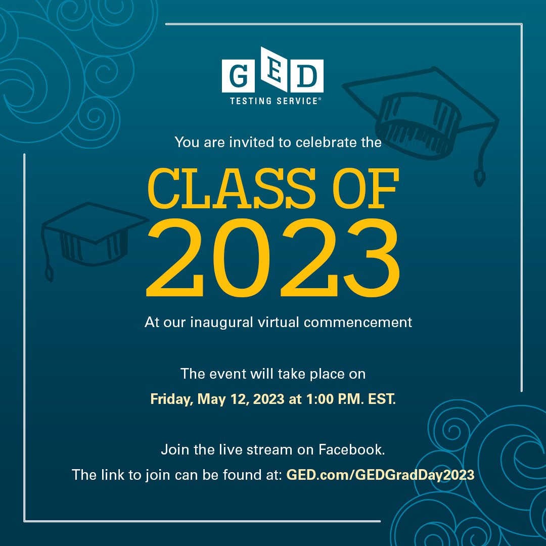 GEDTesting's tweet image. 🎓 GED Grad Day 2023 is only a month away! Tune in for a commencement address, student stories, and more! facebook.com/groups/6585295…

#GED #GEDtest #GEDclassof2022 #GEDclassof2023 #PassingGEDtest #GEDgraduates #GED2022 #GED2023