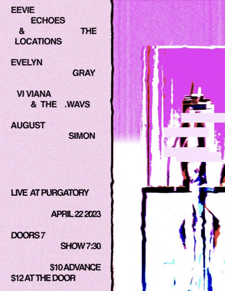 ✨NEXT NY SHOW ON 4/22 BBY LFG✨

I’m beyond hyped to share a show with @evelynflynngray, <a href="/eevieechoes/">Eevie Echoes 🔻</a> and <a href="/flockedbear/">august</a>!! Catch us at <a href="/purgatorybk/">Purgatory</a>!

Doors at 7 pm! Find advance tix in the bio!!